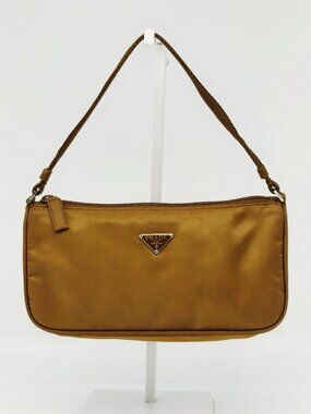 PRADA Vintage Nylon Mini Shoulder Bag Brown Accessory Pouch 2000s Y2K
